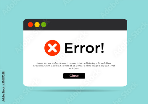 Design Error message computer window warning popup. Premium Vector..