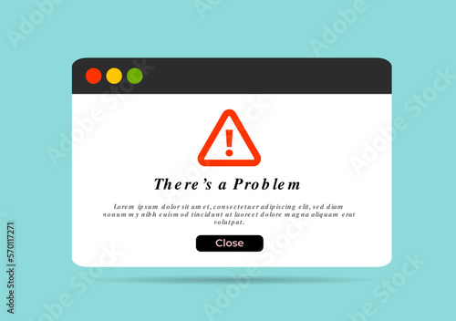 Problem message computer window warning popup.Premium Vector.