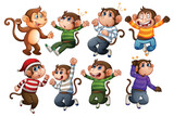 Set of monkey cartoon characters