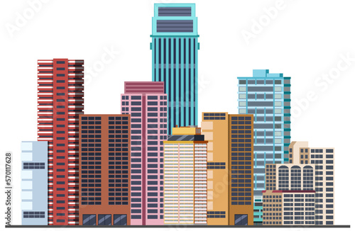 Urban landscape with high skyscrapers