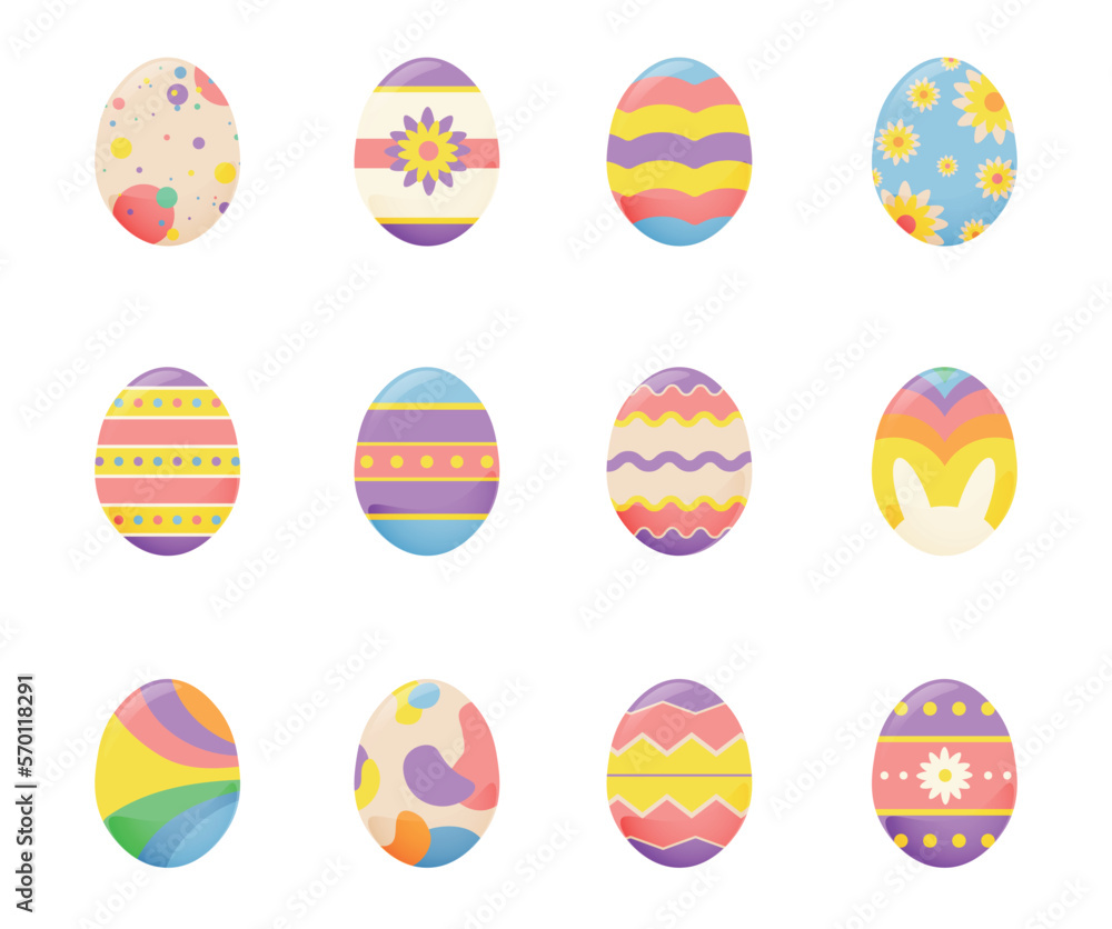 Set of beautiful painted Easter eggs on white background Set of beautiful painted Easter eggs on white background