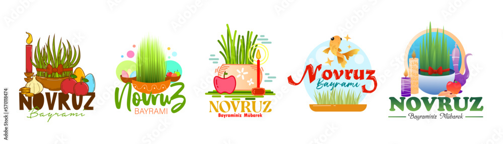 Set of banners for Novruz Bayram holiday on white background Set of banners for Novruz Bayram holiday on white background