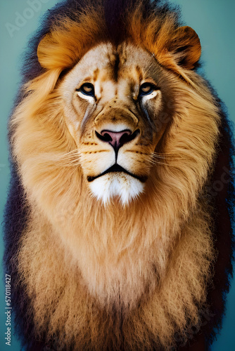 Lion face king portrait animal , Wildlife , generative ai