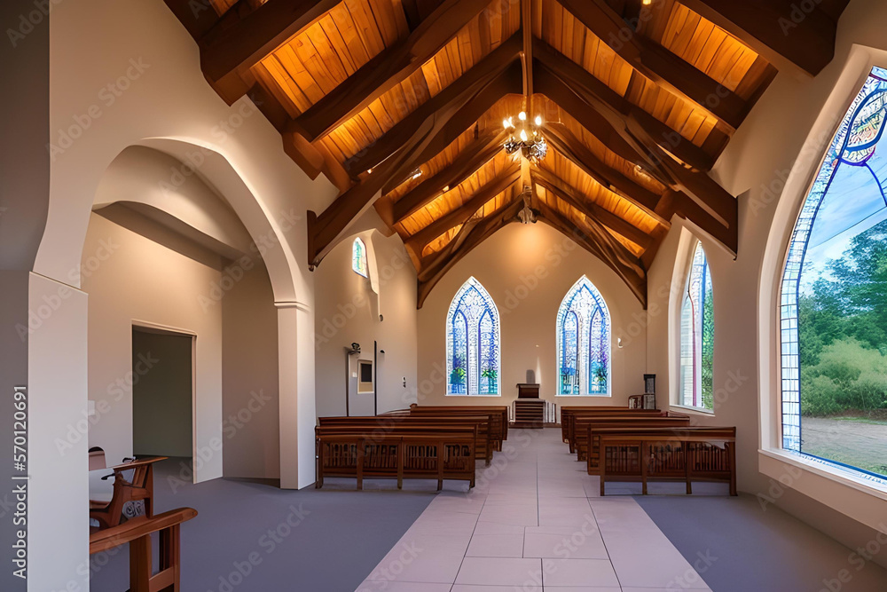 interior of church. church concept. church interior. church. interior. AI generated.
