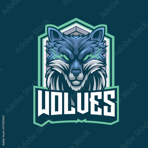 Vector wolf mascot logo template for esport and sport logo team