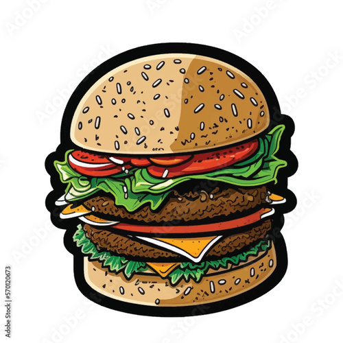 Juicy and Delicious: A Mouth-Watering Hamburger Vector Illustration