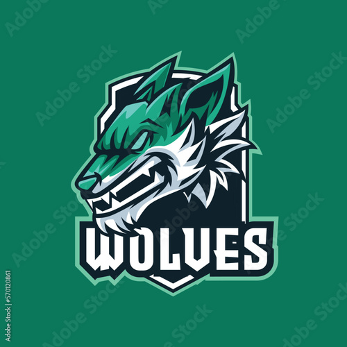 Vector wolf mascot logo template for esport and sport logo team