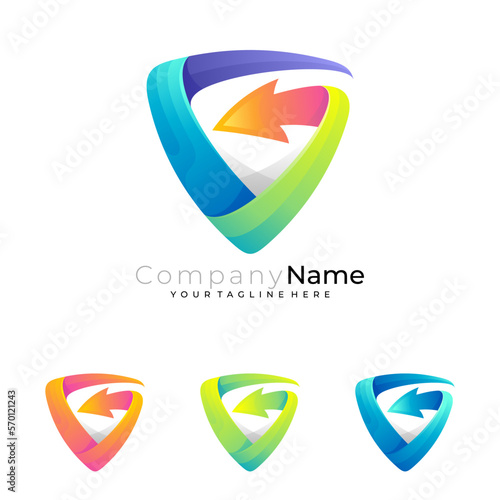Free Download Shield logo with letter G design vector image, 3d colorful - GFXLoad
