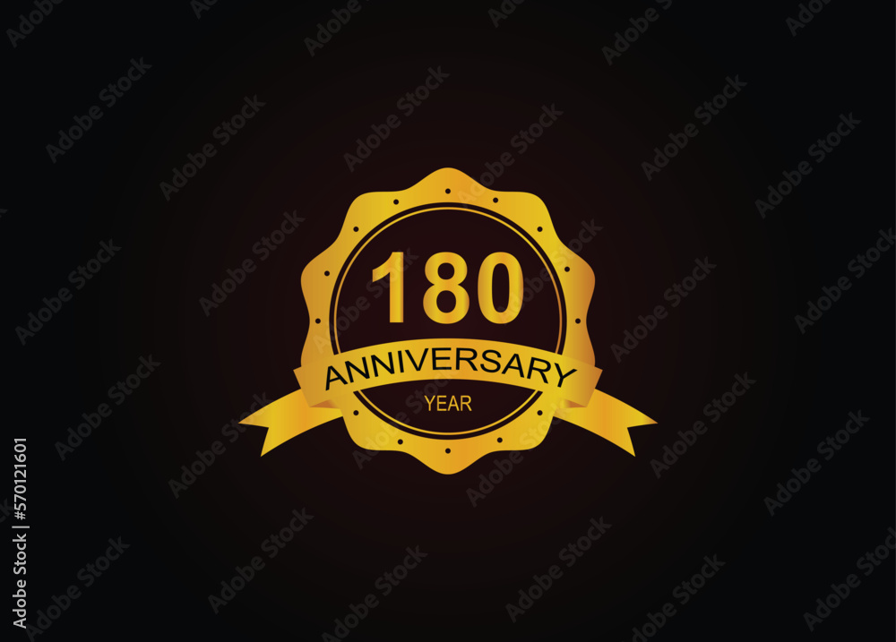 180th golden anniversary logo with ring and ribbon. 180th golden anniversary logo with ring and ribbon.