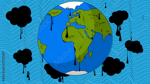 Planet Earth Graffiti. Abstract modern street art decoration illustration performed in urban painting style.