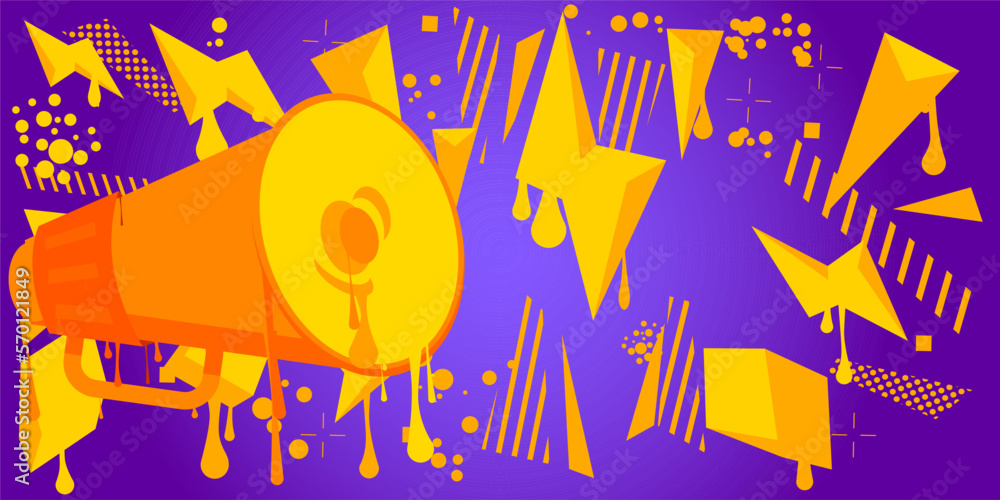 Megaphone Graffiti. Abstract modern Loudspeaker street art decoration performed in urban painting style. Megaphone Graffiti. Abstract modern Loudspeaker street art decoration performed in urban painting style.