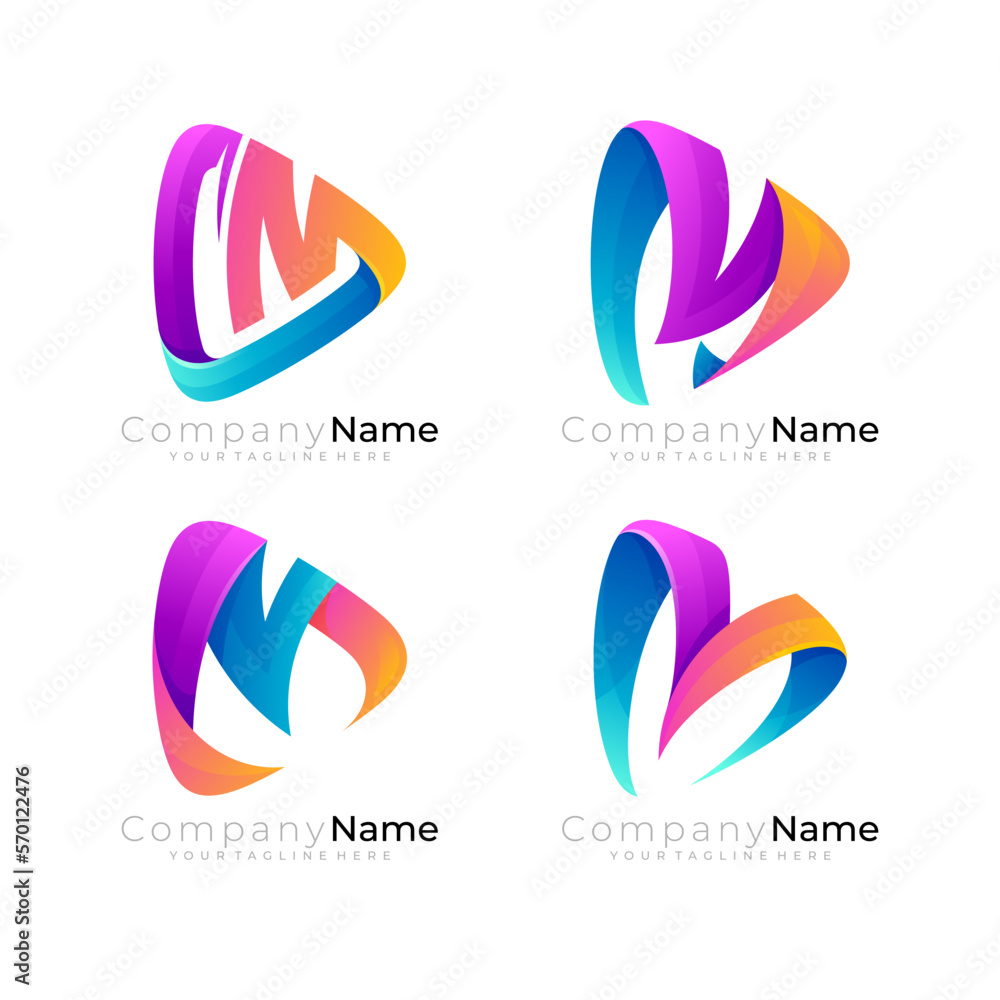 Play logo and letter M design combination, technology design Play logo and letter M design combination, technology design