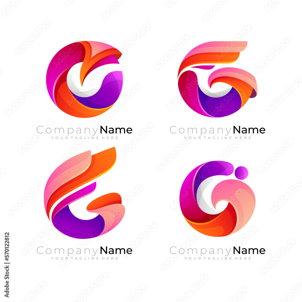 Set G logo design colorful, modern letter G logo with 3d colorful Set G logo design colorful, modern letter G logo with 3d colorful