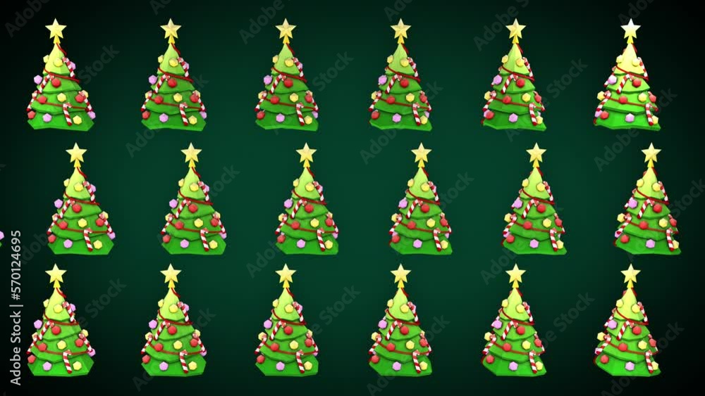 Decorated Christmas Tree Symbols Spinning In Happy Holiday Animated