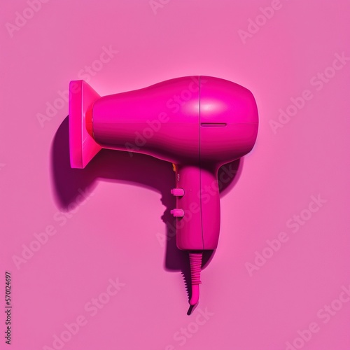 Hairdryer in flat magenta purple background