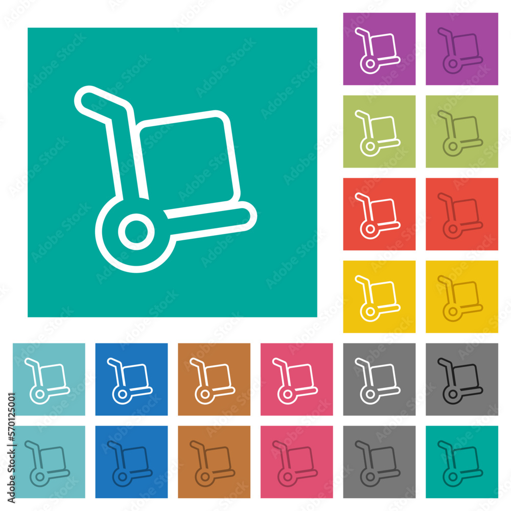 Hand truck outline square flat multi colored icons Hand truck outline square flat multi colored icons