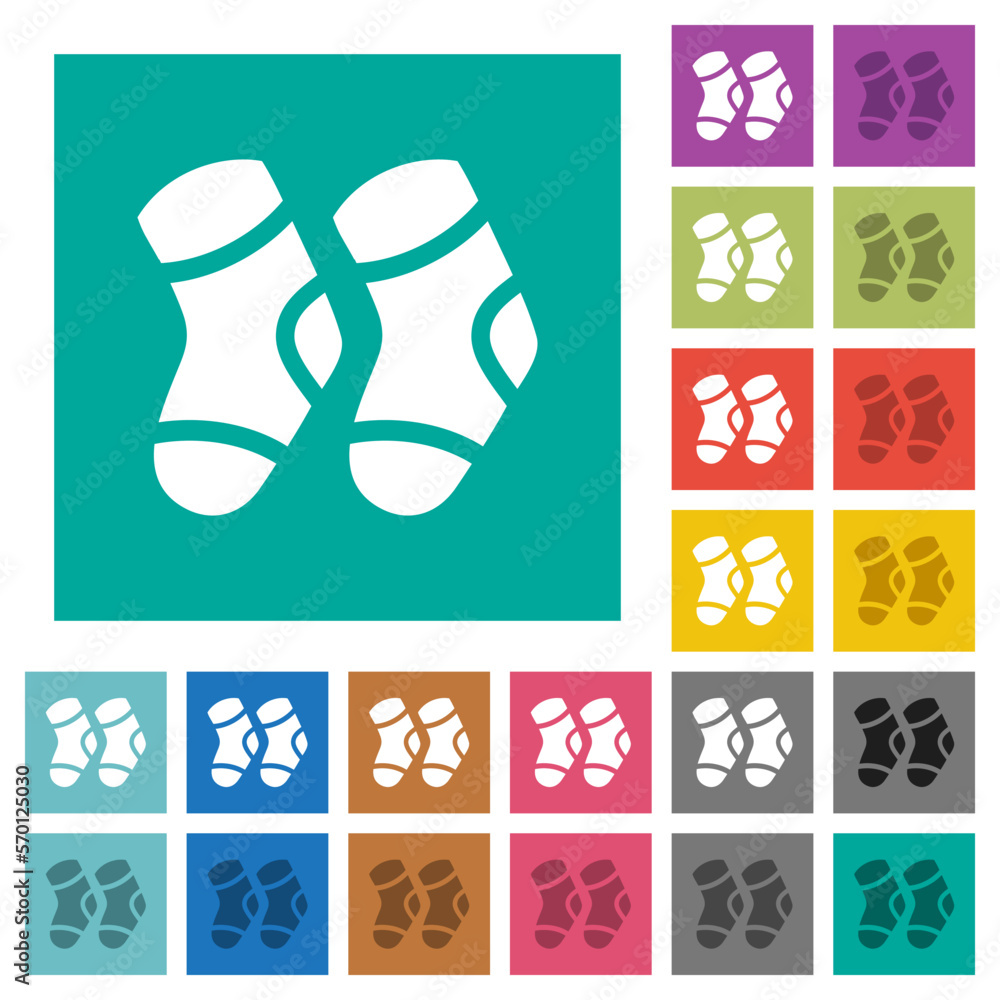 A pair of socks square flat multi colored icons A pair of socks square flat multi colored icons