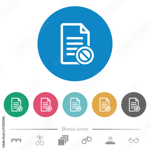 Disabled document flat round icons