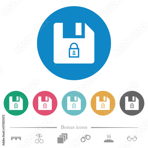Lock file flat round icons