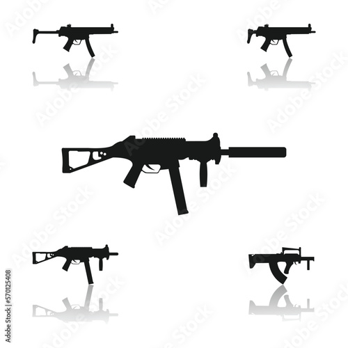 set of smg weapon silhouette photo
