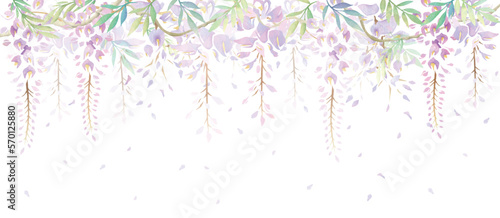 藤の花　水彩　和　背景　ベクター