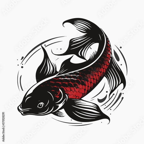 koi fish with beautiful japanese style 
