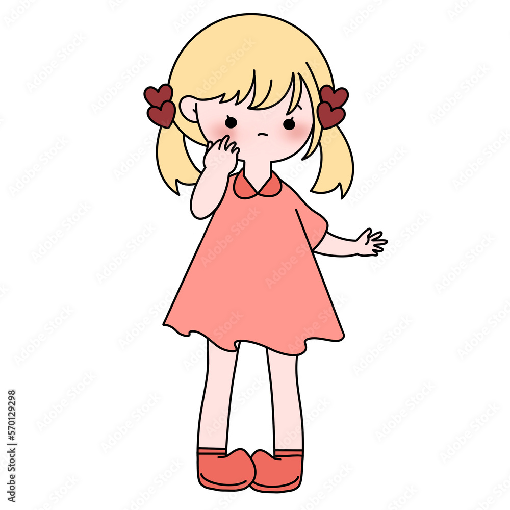 Valentine girl poses shyly color illustration. Valentine girl poses shyly color illustration.