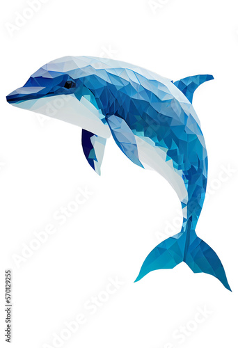 abstract low-poly dolphine on white background