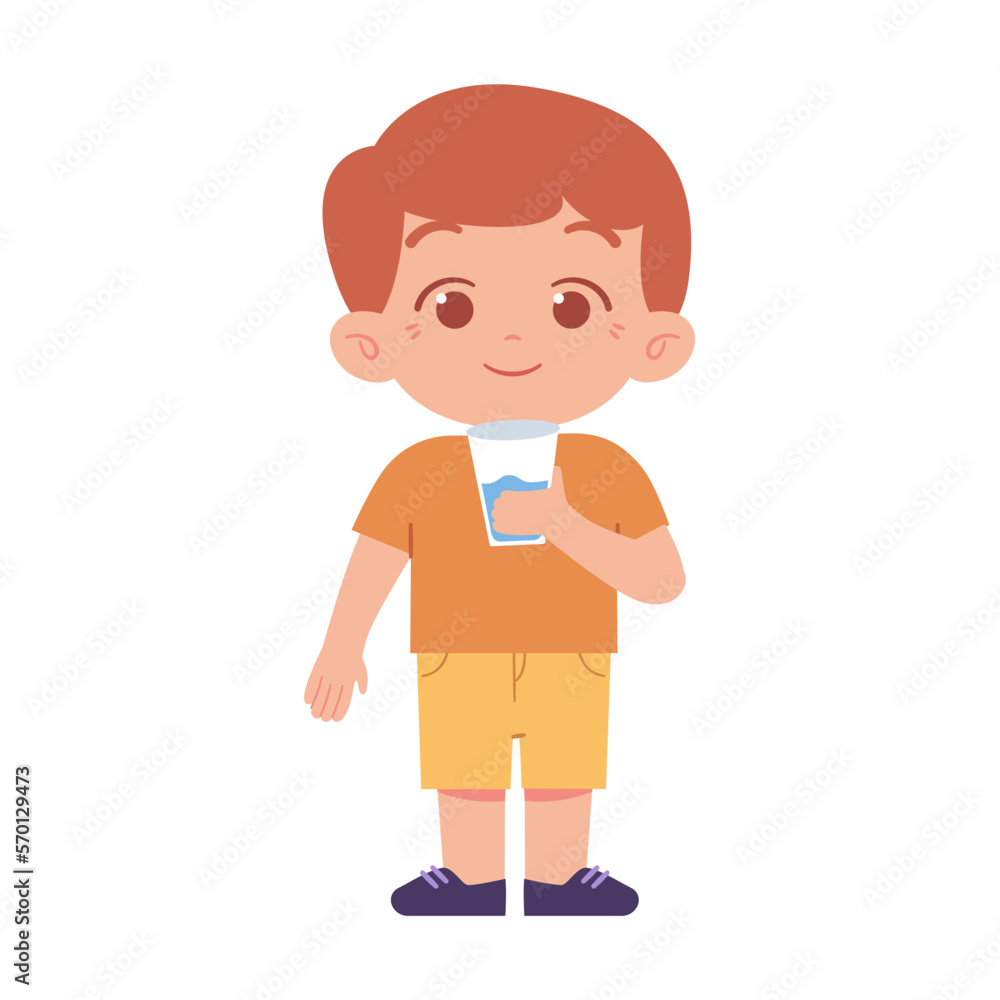 Little boy drinking water. Elementary School Kids Wearing Uniform Illustration