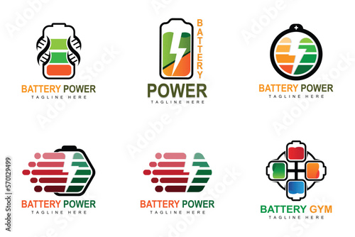 Battery Logo Design, Technology Charging Illustration, Company Brand Vector