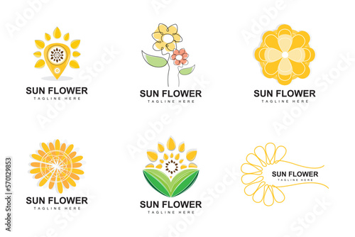 Sunflower Logo Design, Ornamental Plant Garden Plant Icon Vector, Company Product Brand