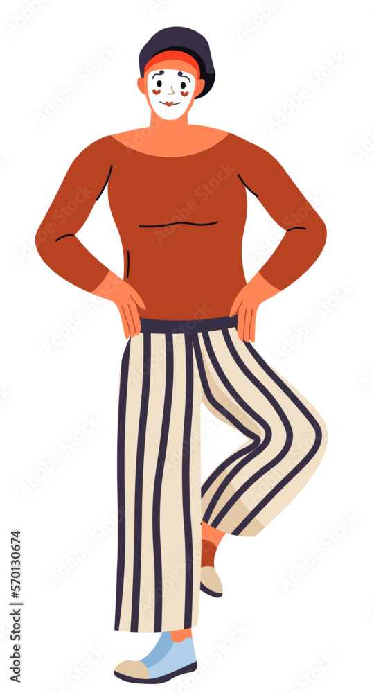 Pantomimist male personage mime acting vector Pantomimist male personage mime acting vector