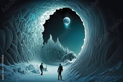 mysterious icey cave created using AI Generative Technology photo