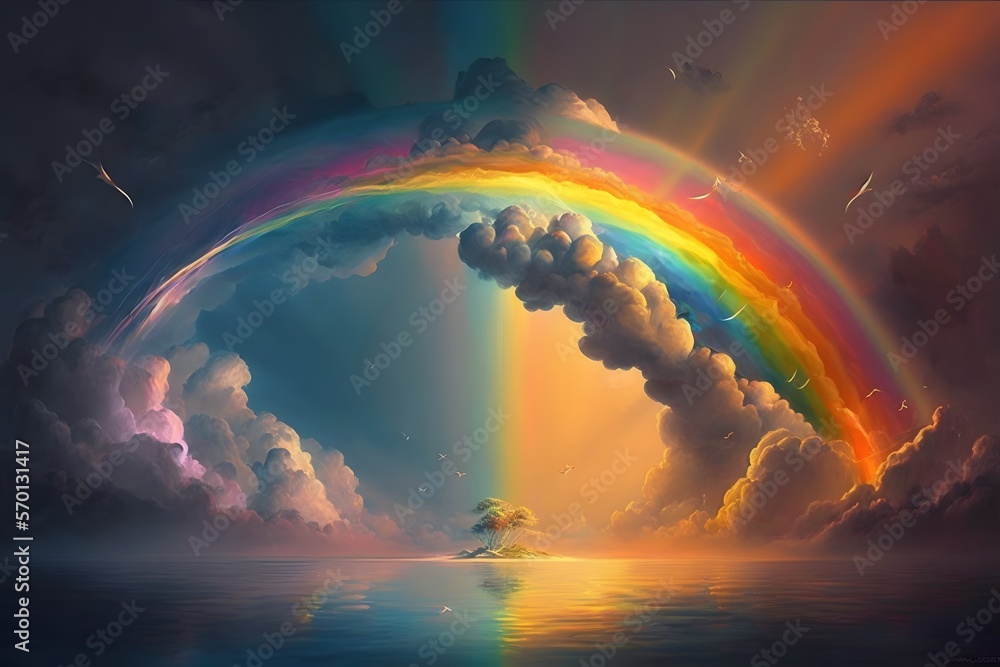 rainbow landscape created using AI Generative Technology