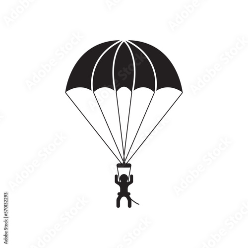 Fototapeta Naklejka Na Ścianę i Meble -  parachuting or paragliding icon, vector illustration symbol design.