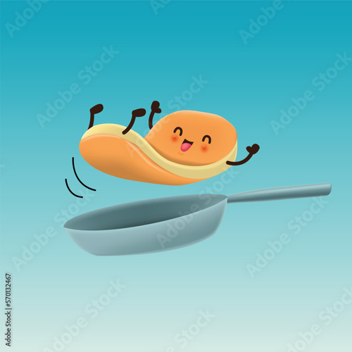 Vintage food poster design with vector pancakes character.