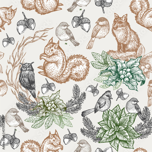 Illustration of wild animals of North America, seamless animal pattern that goes very well with batik clothes and can be used in various events and festivals