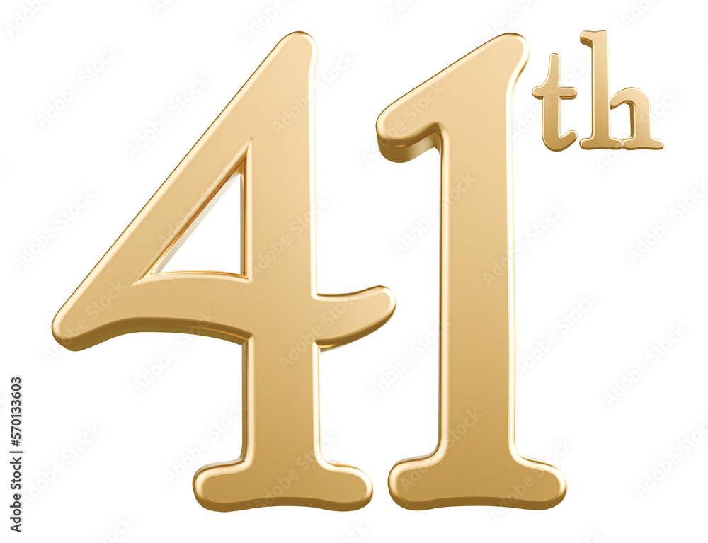 Fototapeta premium Happy Anniversary 41th year 3d gold number with Generative AI