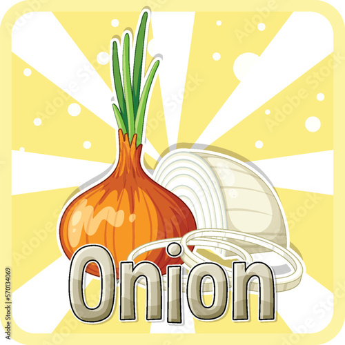 Onion on yellow background