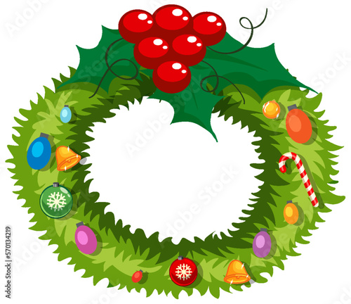 Christmas wreath decorated with holly