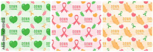 World Down Syndrome Day Seamless Pattern Design in Template Hand Drawn Cartoon Flat Illustration