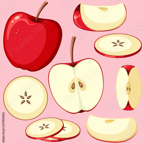 Set of apple fruit cartoon