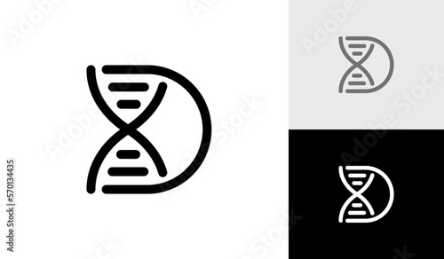 DNA symbol with letter D logo design