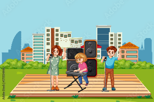 Kids music band at park