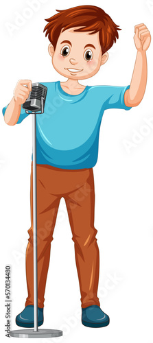Singer man cartoon character isolated