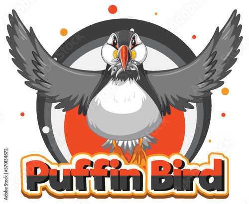 Puffin bird logo with carton character