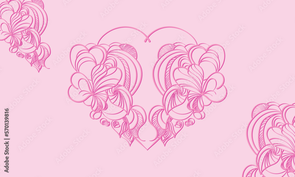 love heart floral doodle art vector illustration