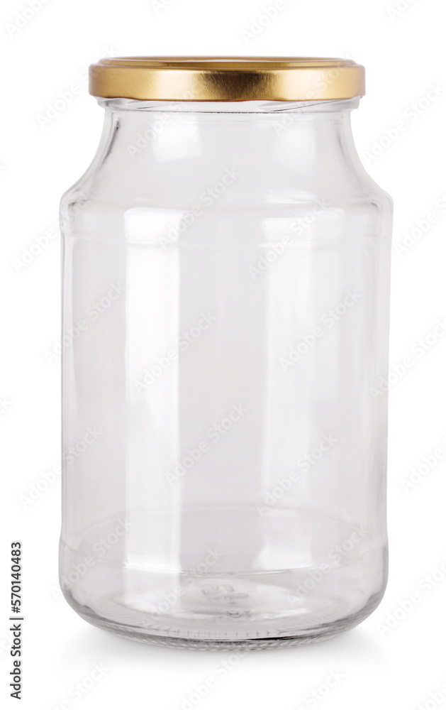 empty glass jar isolated on white background empty glass jar isolated on white background