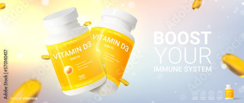 Tableau sur toile Horizontal ad banner of vitamin d3