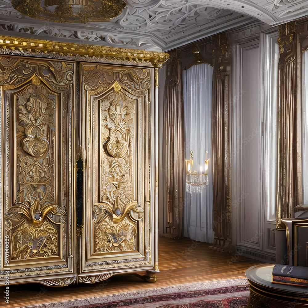 A grand armoire in a royal master suite1, Generative AI